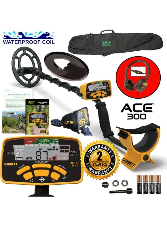  garrett ace 300 metal detector with waterproof search coil and carry bag 