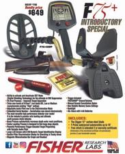  fisher f75+ metal detector with f-pulse pinpointer and the digger digging tool 