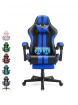  ferghana gaming chair office chair with footrest, ergonomic game chair hight back with massage lumbar pillow, gamer chairs for adults kids, navy blue best massage chairs