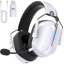  wireless gaming headset for ps5, ps4, pc, 2.4ghz usb gaming headphones with microphone for nintendo switch, mac, computer, bluetooth 5.3 gaming headsets, ergonomic design, 40h battery (white)  headphone marketplace