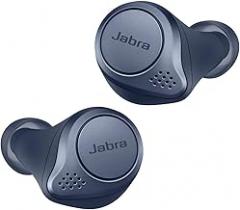  jabra elite active 75t true wireless bluetooth, navy   earbuds for running and sport, charging case included, 24 hour battery, active noise cancelling earbuds  Bluetooth headphone